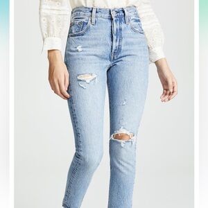 Levi's Wedgie Skinny ripped jeans with raw hem size 27